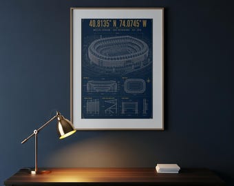 Plano del estadio MetLife / Descarga digital / 5 resoluciones de impresión 300 DPI / Arte mural de fútbol / Póster imprimible