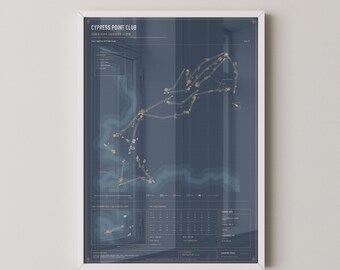 Cypress Point Club Golf Course Blueprint Print | Golf Course Architecture Wall Art Poster | Golfer Gift | Golf Wall Art