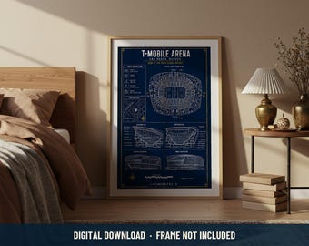 Plano del T-Mobile Arena de Las Vegas / Descarga digital / 5 resoluciones de impresión a 300 ppp / Arte mural del estadio estadounidense / Póster imprimible