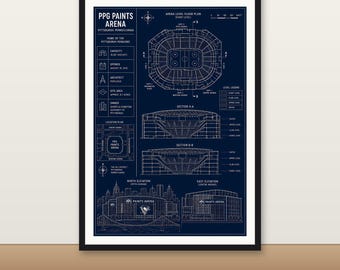 PPG Paints Arena Blueprint Print | Digital Download | 5 Print Ratios 300 DPI | Wall Art | Printable Poster