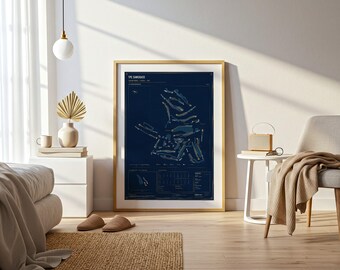 TPC Sawgrass Stadium Course Blueprint Print | Golf Course Wall Art Poster | Golfer Gift | Golf Architecture