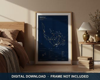 Pinehurst No. 2 Golf Course Blueprint Print | Digital Download | 5 Print Ratios 300 DPI | Wall Art | Printable Poster