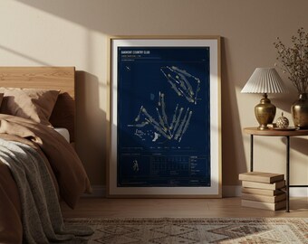 Oakmont Country Club Blueprint Print | Golf Course Architecture Wall Art Poster | Golf Lover Gift | Study Office Decor