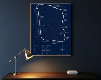 Monza Circuit Blueprint Print | Digital Download | 5 Print Ratios 300 DPI | F1 Wall Art | Printable Poster