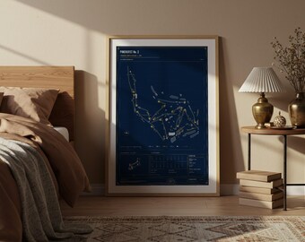 Pinehurst No. 2 Golf Course Blueprint Print | Golf Course Architecture Wall Art Poster | Golfer Gift | Golf Wall Art