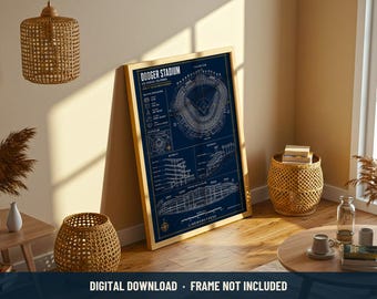 Dodger Stadium Blueprint Print | Digital Download | 5 Print Ratios 300 DPI | American Stadium Wall Art | Printable Poster