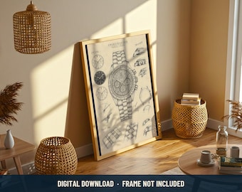 Omega Speedmaster Pencil Study Print | Digital Download | 5 Print Ratios 300 DPI | Watch Wall Art | Printable Poster