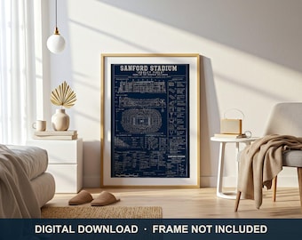 Plano del Estadio Sanford de Georgia / Descarga digital / 5 resoluciones de impresión 300 DPI / Arte mural de fútbol americano / Póster imprimible