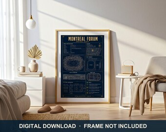 Montreal Forum Bauplan-Druck | Digitaler Download | 5 Druckformate, 300 dpi | Hockey-Wandbild | Druckbares Poster
