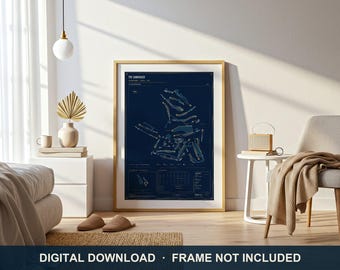 TPC Sawgrass Stadium Course Blueprint Print | Digital Download | 5 Print Ratios 300 DPI | Wall Art | Printable Poster