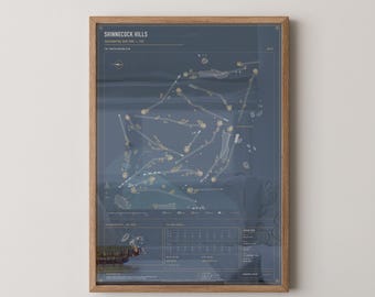 Shinnecock Hills Golf Course Blueprint Print | Golf Course Architecture Wall Art Poster | Golfer Gift | US Open Course Map