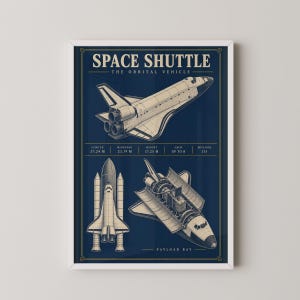 Space Shuttle Blueprint Technical Print | Orbital Vehicle Wall Art Poster | Spaceflight Engineer Gift