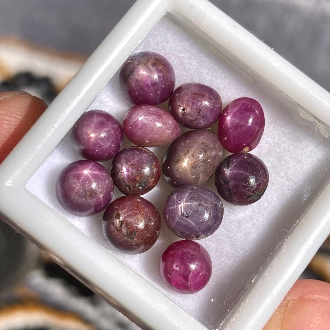 Ruby Lot Natural Star Ruby, 6 Ray Sharp Star, Arterism Ruby Lot, Jewelry Making ...