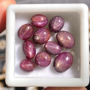 Naturlig stjärnrubin, 6-strålande vass stjärna, Arterism-rubin, ädelsten för smyckestillverkning, 18,75 ct, 10 st, astrologistenar