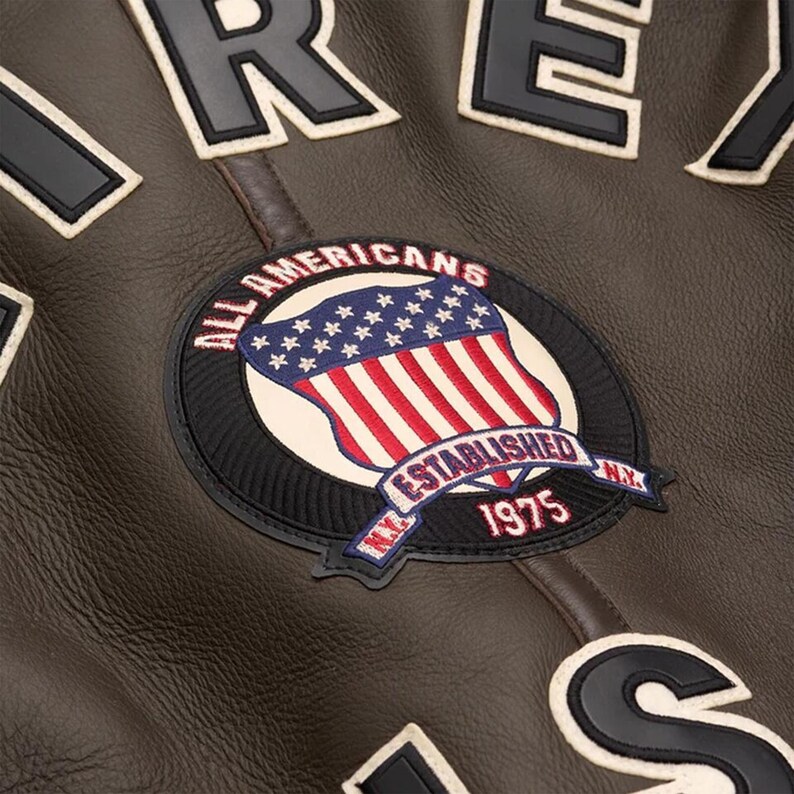 Back view of handmade B3 aviator leather jacket with Avirex USA patch