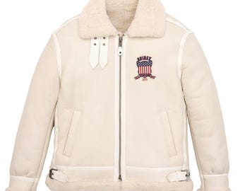 Men’s USA Bomber Avirex Sheepskin Leather Handmade Winter B3 Bomber Jacket