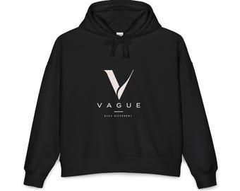 Vague logo minimalist V design Hoodie | black hoodie with text