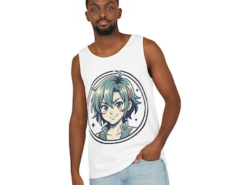 Koszulka z nadrukiem postaci z zielonymi włosami w stylu anime | Koszulka z grafiką portretową w stylu mangi