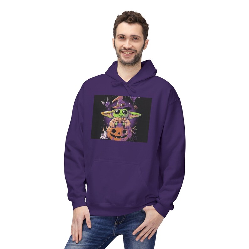 Baby Yoda Hexe Kürbis Hoodie | Halloween Grogu Illustration Hoodie Bild 1