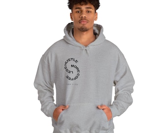 Hustle Mehr, Sorgen weniger Hoodie | Motivierendes Kreis-Logo