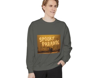 Bluza z napisem „Straszny raj” | Bluza z okrągłym dekoltem i napisem „Halloween”