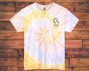 Pastel Spiral Tie Dye Tee | Yellow Lavender Swirl Shirt