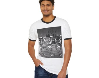 Koszulka z dzwonkiem Dancing Skeletons | Koszulka z czaszką w stylu retro na Halloween
