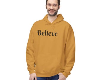 Bluza z kapturem Believe Script | Bluza z inspirującym tekstem