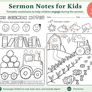 Kids Sermon Notes Printable, Level 1 Non-Reader/New-Reader, Summer Quarter, Individual Family Use, (13 Weeks)