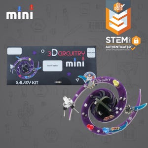 May include: A STEM-authenticated 3D Circuitry Mini Galaxy Kit. The kit features a purple spiral circuit board with star and component details. The packaging includes the text "3D Circuitry Mini" and "Galaxy Kit".