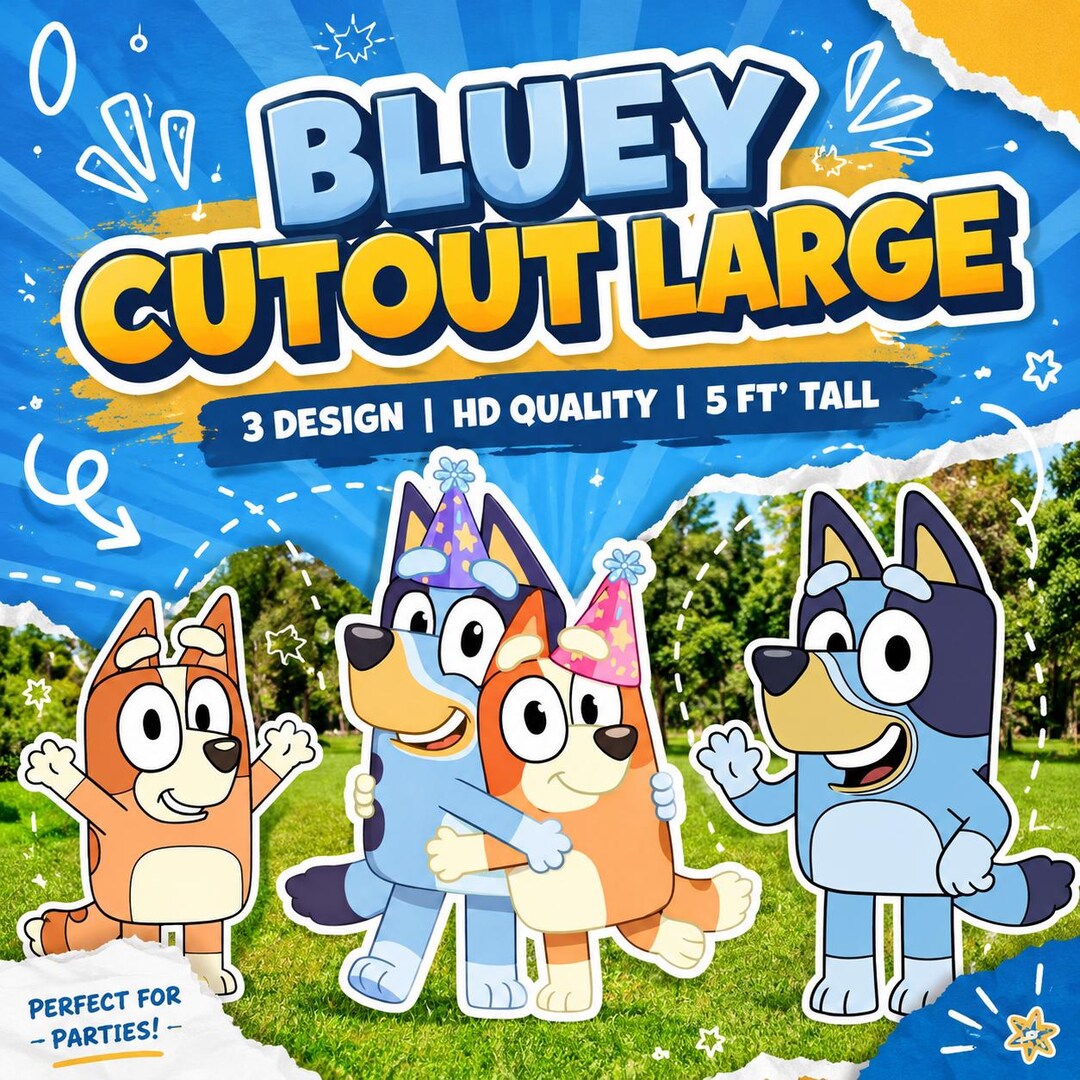 Bluey Cutout Large PNG Bundle – 5FT Party Standee Digital Download | 3 ...