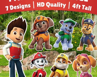 Paw Patrol Large Cutout Bundle PNG | 6 Character Designs | 4ft Tall Party Standee Printable | Digital Download Birthday Decor