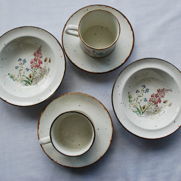 Vintage breakfast set with foxglove design