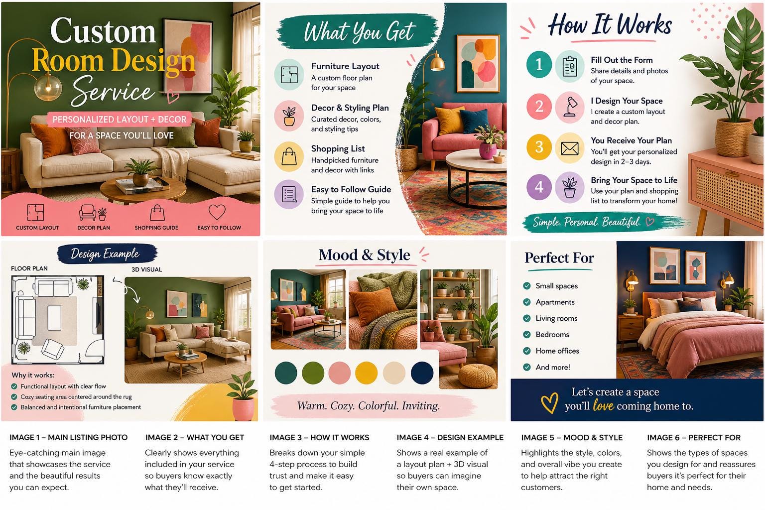 Custom Room Design Layout + Decor Plan, Small Space Styling (digital ...