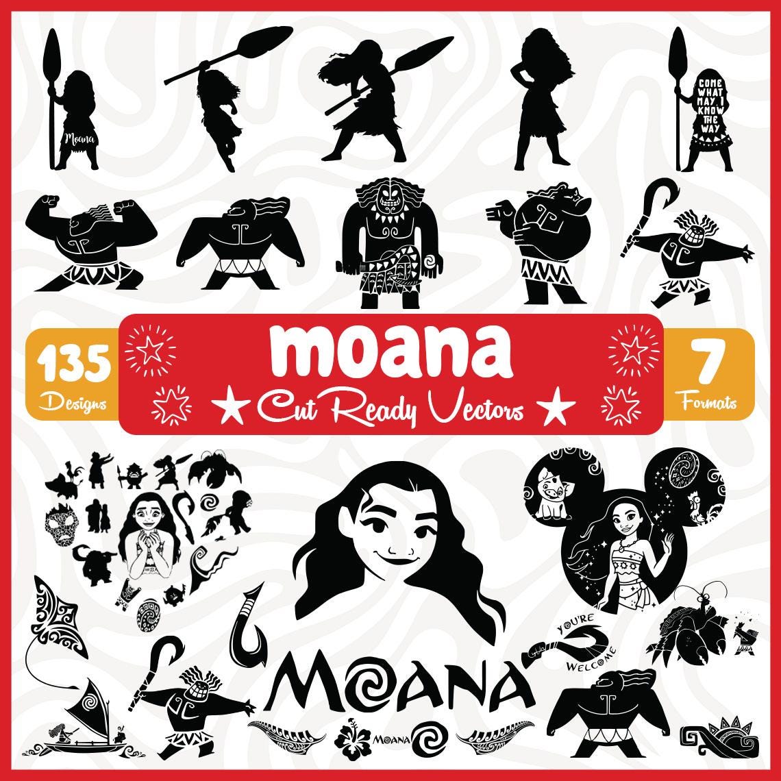 Moana black and white svg - Etsy 日本