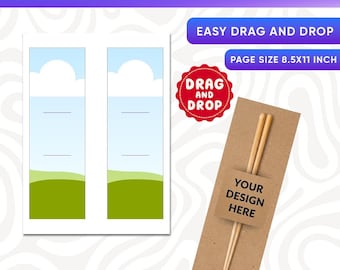 Chopsticks Sleeve Canva Template – Editable Place Card & Wrapping Desig