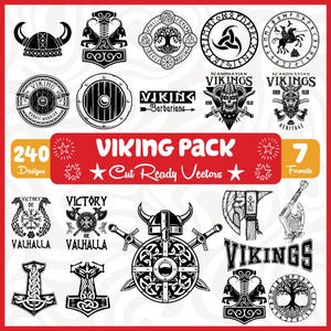 Viking SVG-paket, 240 designer, Cricut-klippfiler, silhuettfiler, direktnedladdning, Viking SVG