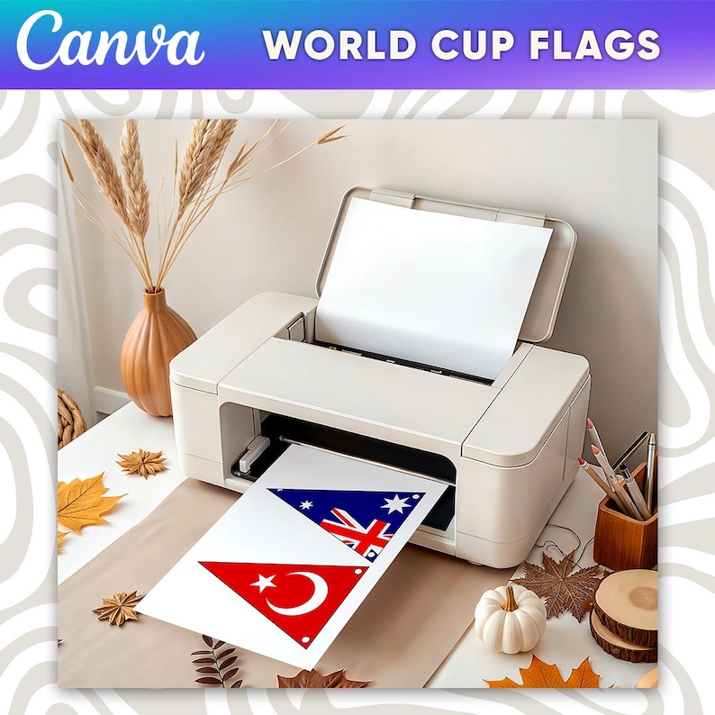 World Cup Flags Canva Template Soccer Tournament Bunting Football