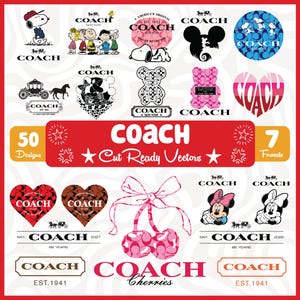 Coach SVG Bundle, 50 Designs, Cricut Cut Files, Silhouette Files, Instant Download, Coach SVG