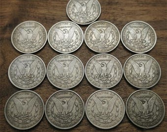 13 SZTUK Kompletny Zestaw Monet Dolarowych Morgana z lat 1878–1893 CC, Zestaw Srebrnych Monet Morgana z Carson City, Rzadkie Monety Amerykańskie, Kolekcjonerskie Monety Vintage