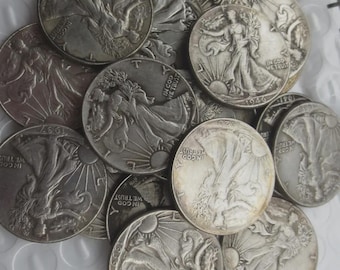 Ensemble de pièces de 50 cents Walking Liberty, 1916-1947, collection américaine en argent