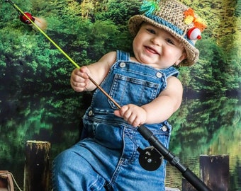 Newborn Fisherman Hat - Infant Fishing Hat - Baby Fisherman - Newborn Fishing Hat - Newborn Fishing Prop - Ofishally One