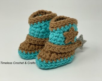 Baby Cowboy Boots - Newborn Cowboy Boots w/Spurs - Crochet Cowboy Boots - Infant Cowboy Boots - Baby Girl Cowboy Boots - Infant Cowgirl