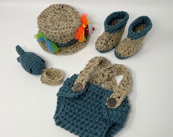 Newborn Fishing Outfit - Baby Fishing Outfit - Crochet Fishing - Fly Fishing Hat - Fishing Hat - Newborn Boy Hat - Newborn Boy Outfit