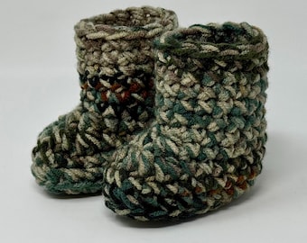 Baby Camo Boots - Handmade Camouflage Baby Boots - Crochet Infant Hunting Boots - Hunting Theme Baby Shower