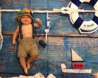 Baby Fishing Outfit - Fisherman Outfit - Fly Fishing Hat - Fishing Hat - Newborn Boy Hat - Newborn Boy Outfit - Baby Shower Gift