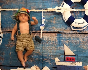 Newborn Fishing Outfit - Fisherman Outfit - Fly Fishing Hat - Fishing Hat - Newborn Boy Hat - Newborn Boy Outfit - Baby Shower Gift