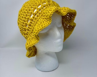 Womens Bucket Hat - Womens Sun Hat - Crochet Bucket Hat - Crochet Sun Hat - Cotton Crochet Bucket Hat - Cotton Sun Hat