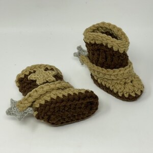 Baby Cowboy Boots Newborn Cowboy Boots w/Spurs Crochet Cowboy Boots Infant Cowboy Boots Baby Girl Cowboy Boots Infant Cowgirl image 3