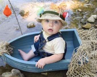 Baby Fishing Hat - Fishing Baby - Fisherman Hat - Newborn Fishing - Fishing Hat - Fishing Bobber - Fisherman Baby Shower - Fisherman Gift